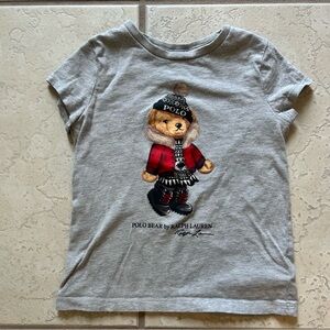Polo Ralph Lauren Boys Graphic Polo Bear Cotton T Shirt Size 5 Grey